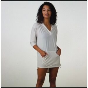 prAna Mantra Bay Tunic Hooded Cover Up Coastal Beach Swimming Pool Vacation Chic